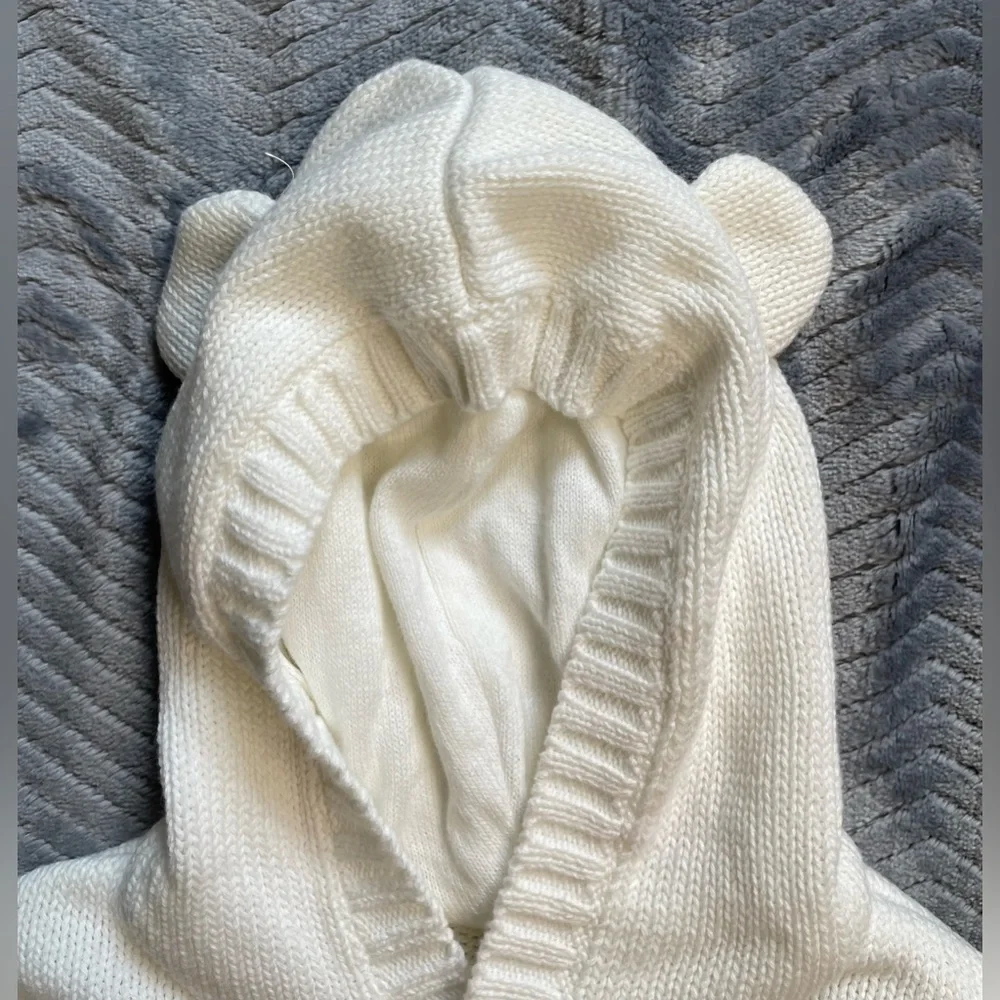 NWT Gymboree Cream‎ Knit Hooded Cardigan Sweater Bear Ears Elbow Patch 18-24 Mo